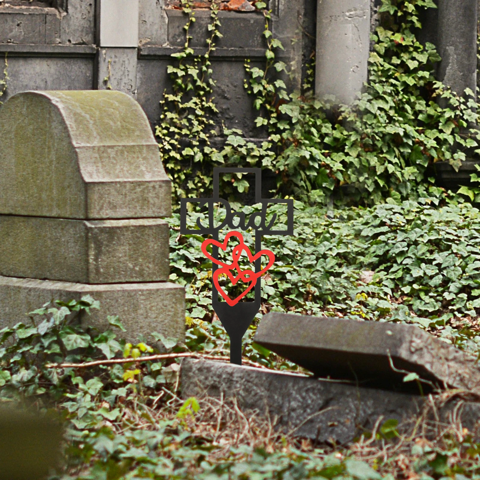 

Metal Cemetery Stake Cross Decorative Outdoor Yard Garden Memorial Grave Ornament Cemetery Inserting Decor Ground Ornaments