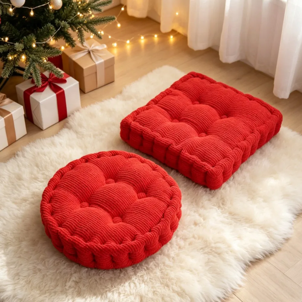 Large Tufted Seat Cushion Round Square Thicken Chair Pad Tatami Floor Pillow for Home Office Patio Dining Chairs