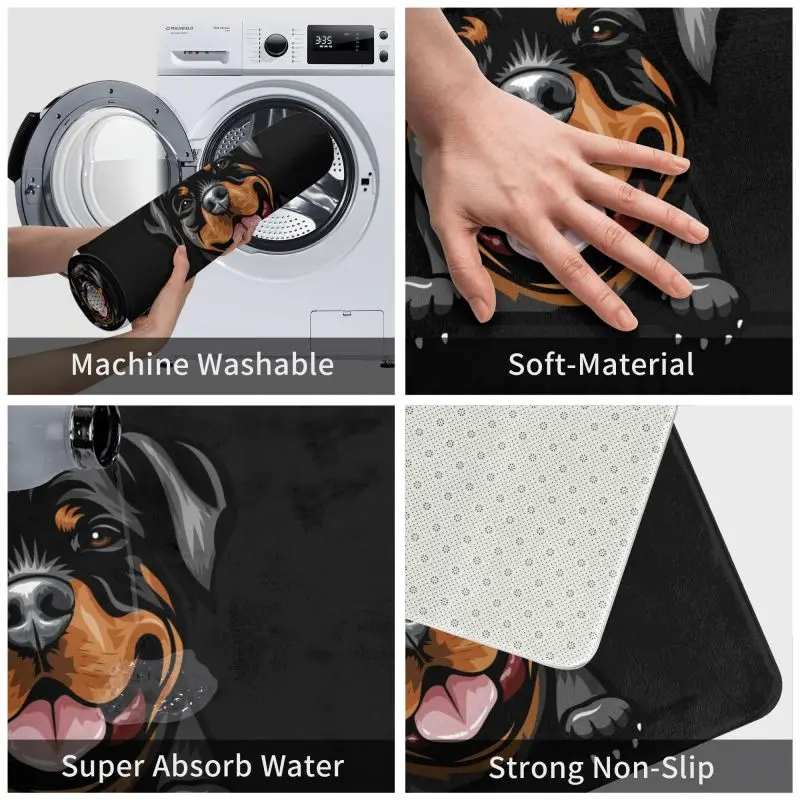 Rottweiler Dog Floor Door Bathroom Kitchen Mat Anti-Slip Outdoor Pet Animal Doormat Living Room Entrance Rug Carpet Footpad