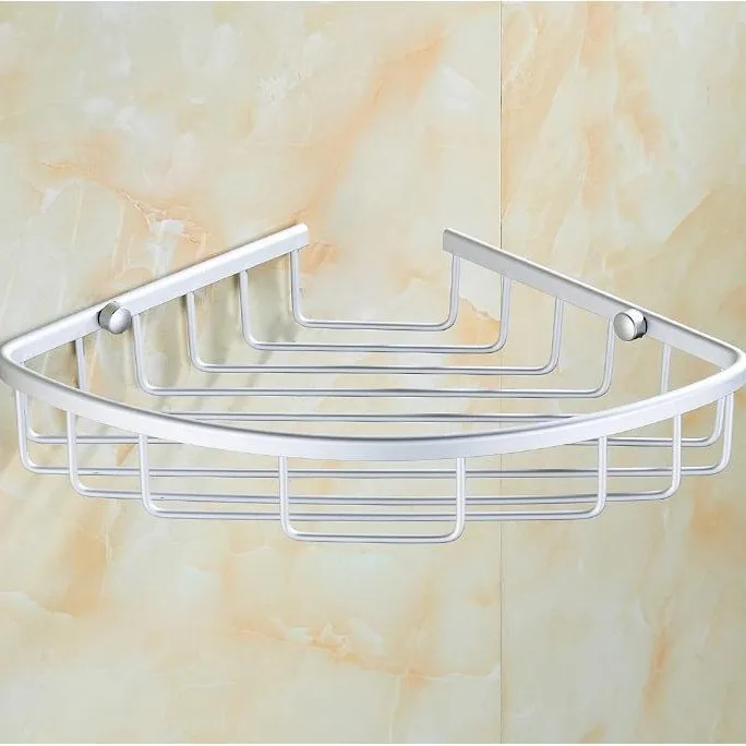 3 Tier Corner Shower Caddy Aluminum Wire Basket Wall Mount Triangle Bathroom Shelf Rack Shampoo Toiletries Storage Organizer