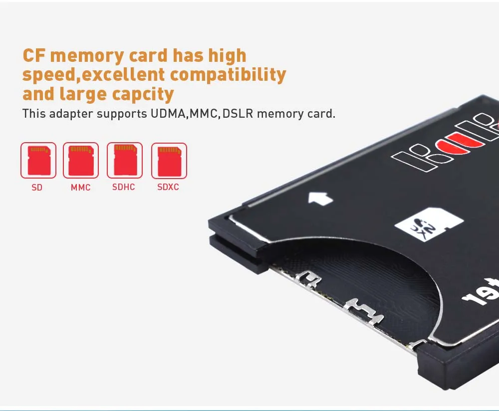 TISHRIC Neuer SD zu Typ I CF-Adapter SDHC SDXC MMC zu Standard Compact Flash Typ I Speicherkartenkonverter Kartenleser für Kamera – Detail 3