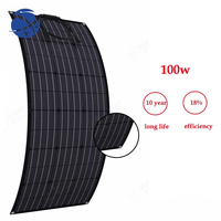 YYHCSUNSUN High efficiency ALL BLACK solar panel 100W 18V ETFE monocrystalline cell semi flexible solar panel