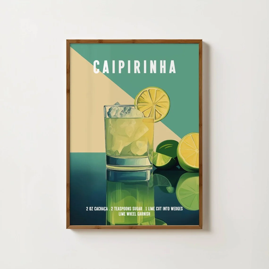 Caipirinha Cocktail Print, Wall Art, Bar Cart Art, Happy Hour Poster, Alcohol Wall Art, Quirky Kitchen Art, Fun Dining