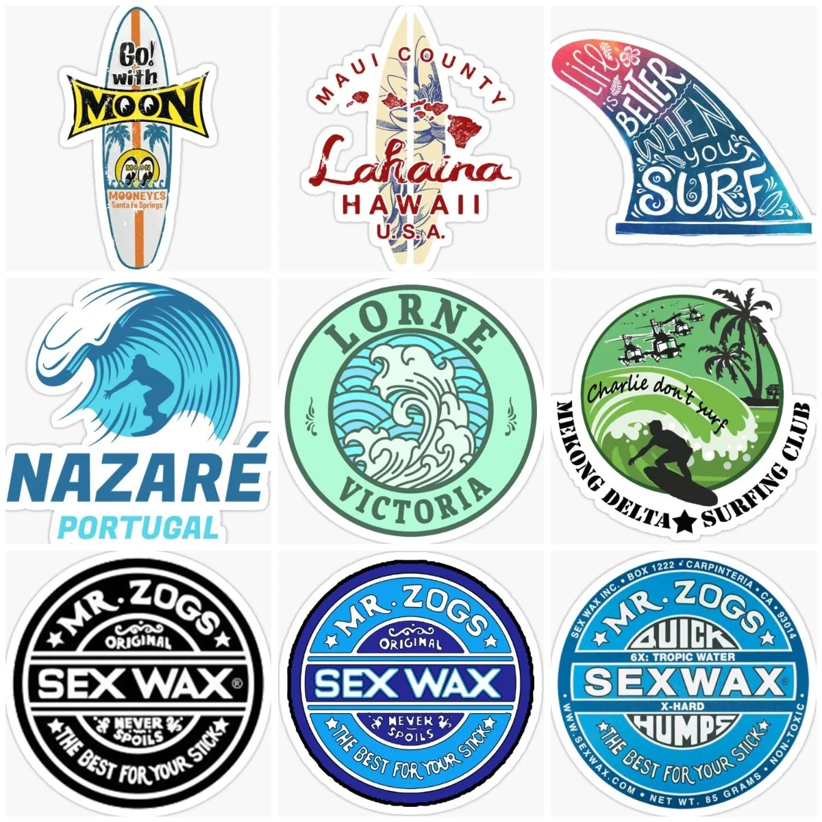 

Waves Surfing Skull Emblem Creative Sticker Truck Motorcycle Car Window Laptop Glass Glass Helmet Wall Camper Off-road Decal PVC