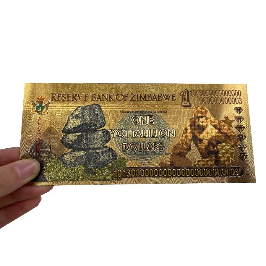 ONE YOTTALILION Dollars Zimbabwe Gold or Silver Banknote with UV Light for Collection souvenir Gift