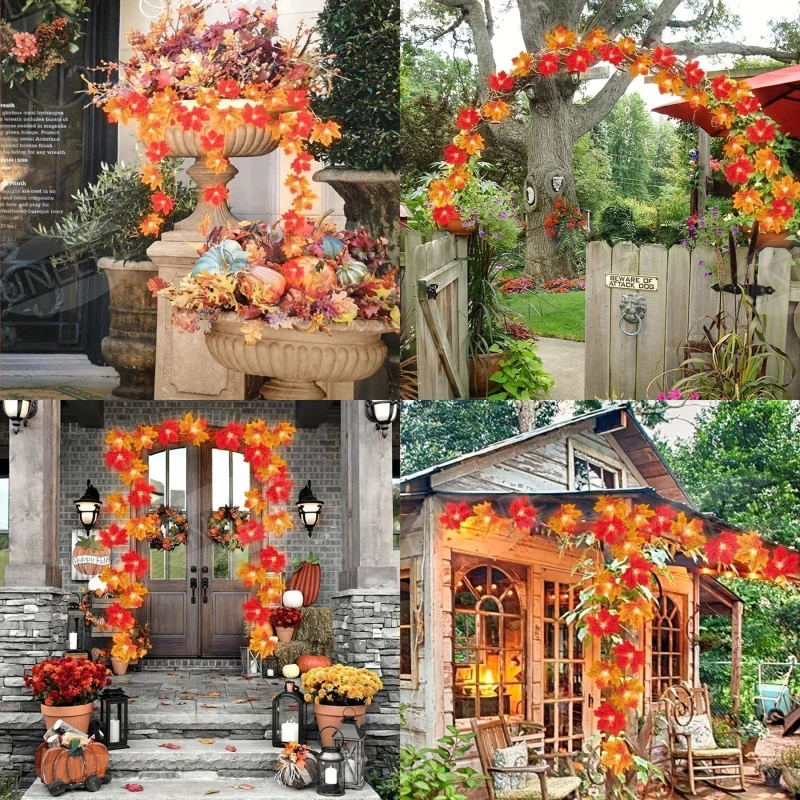 1pc Maple Leaf Styling LED Fairy Lights Thanksgiving Decoration Fall Decoration Halloween Plant Fence Party  Decoration