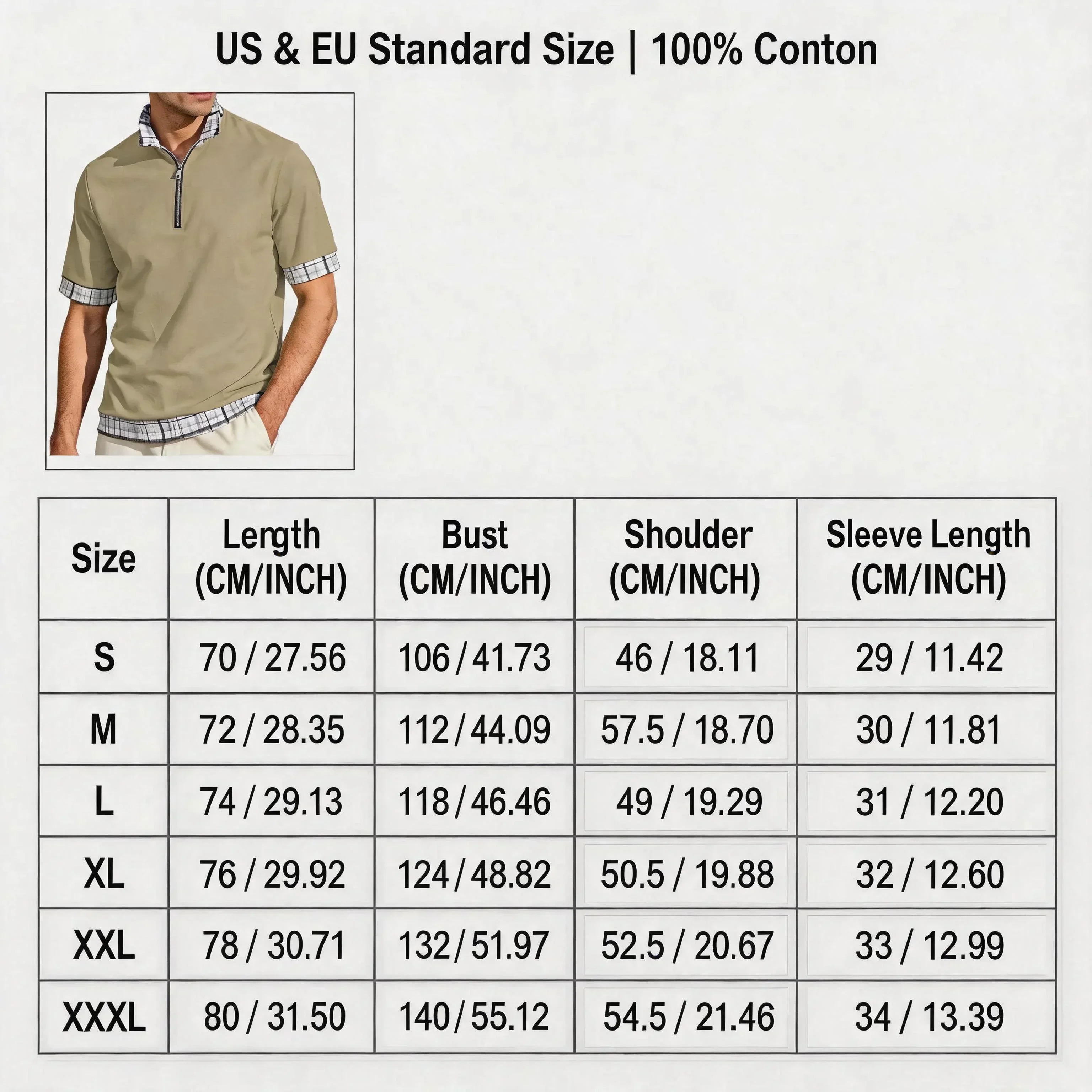 Mens Casual Quarter Zip T Shirt 100% Cotton Plaid Contrast Collar 2026 Elevated Basic Wrinkle Resistant Smart Casual Work Tops F