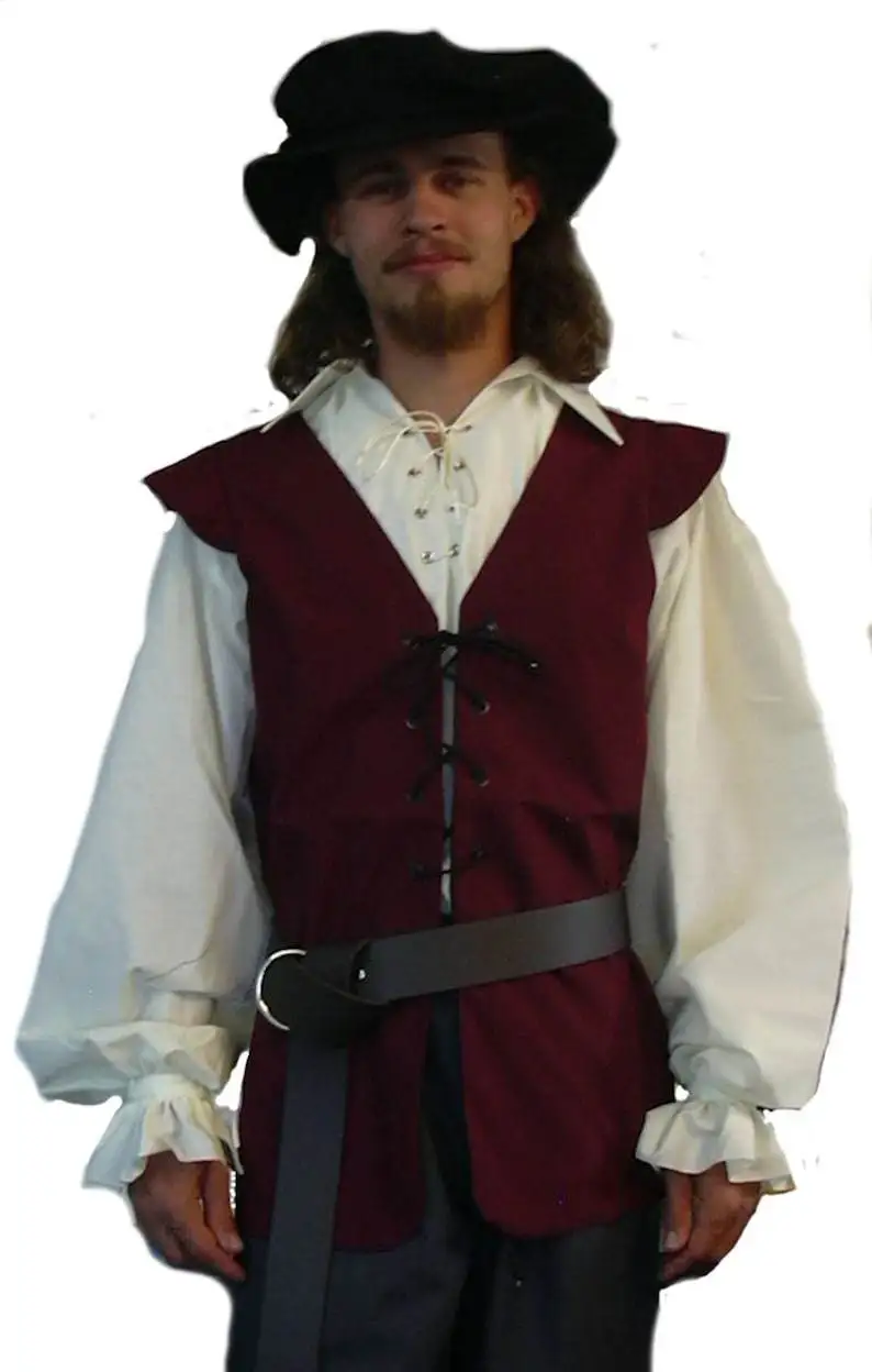 Steampunk Adult Pirate Vest Plus Size Men Costume Carnval Medieval Renaissance Gothic Sleeveless Vest S-XXXL