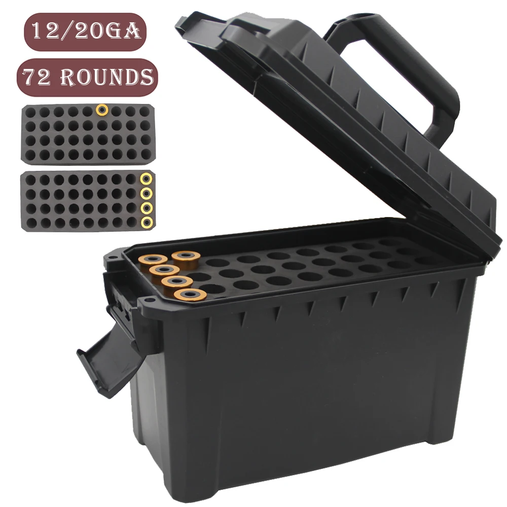 72 Rounds Shotshell Box Tactics 12 Gauge Plastic Ammo Box Hunting Bullet Shell Holder Shotgun Shotshell Ammo Box Storage Case