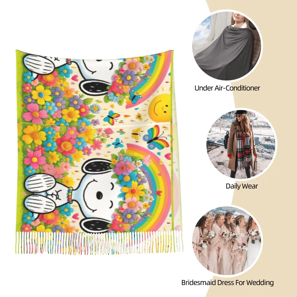 Keep Warm Scarf Autumn Snoopy Peanuts Shawls and Wraps Custom Bufanda Mujer Men Women y2k Cool Head Scarves