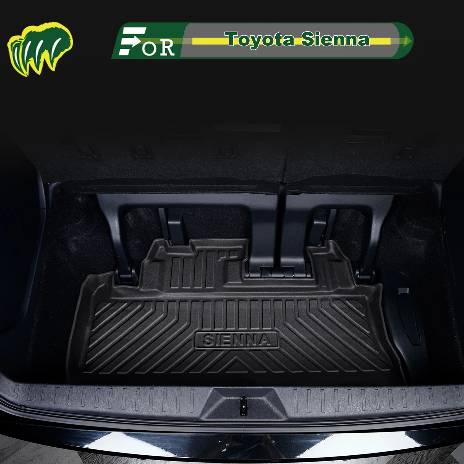 

For Toyota Sienna 2011-2025 TPE Custom Fit Car Trunk Mat All Season Cargo Mat 3D Shaped Trunk Liner Rear Trunk Protection Mat