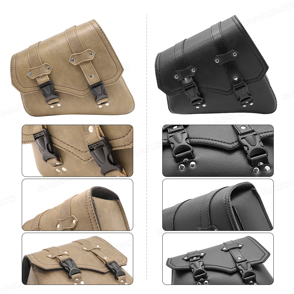 Motorcycle Saddlebags Side Tool Bag PU Leather Luggage Saddle Bag Fit For Harley Sportster XL 883 Hugger Sportster Universal