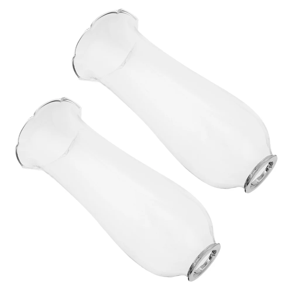 

2 Pcs Glass Globe Replacement Clear Oil Lamp Chimney Lampshades Transparent Hurricane Cover Cylinder