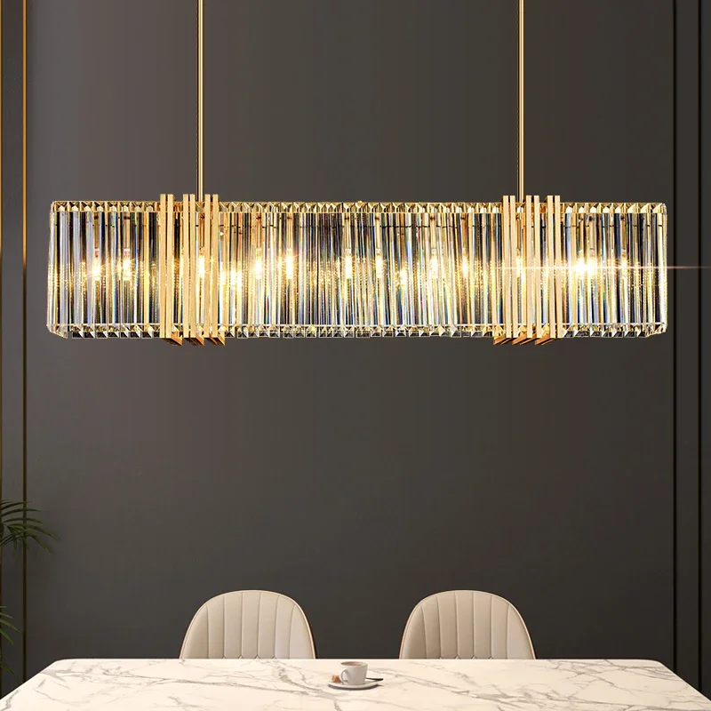 Modern Lustre E14 Led Pendant Lights Luxury Dining Room Straight Pendant Lamp K9 Crystal Chandelier Lighting Led Hanging Lamp