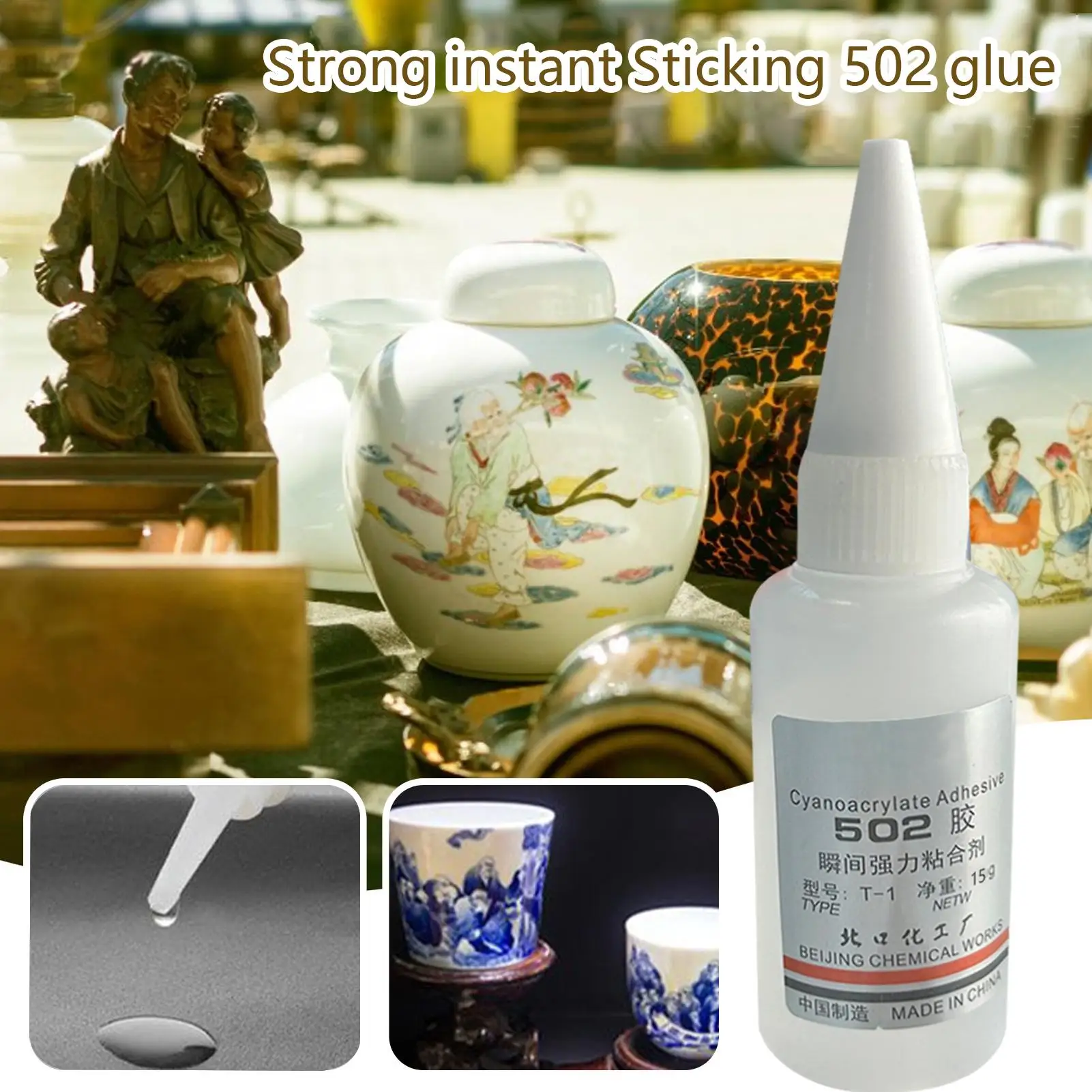 Mighty Bond Instant Adhesive, Quick Drying High-Strength Glue For Wood, Metal, Glass, Ceramic, Fabric & DIY Crafting 502 Glue