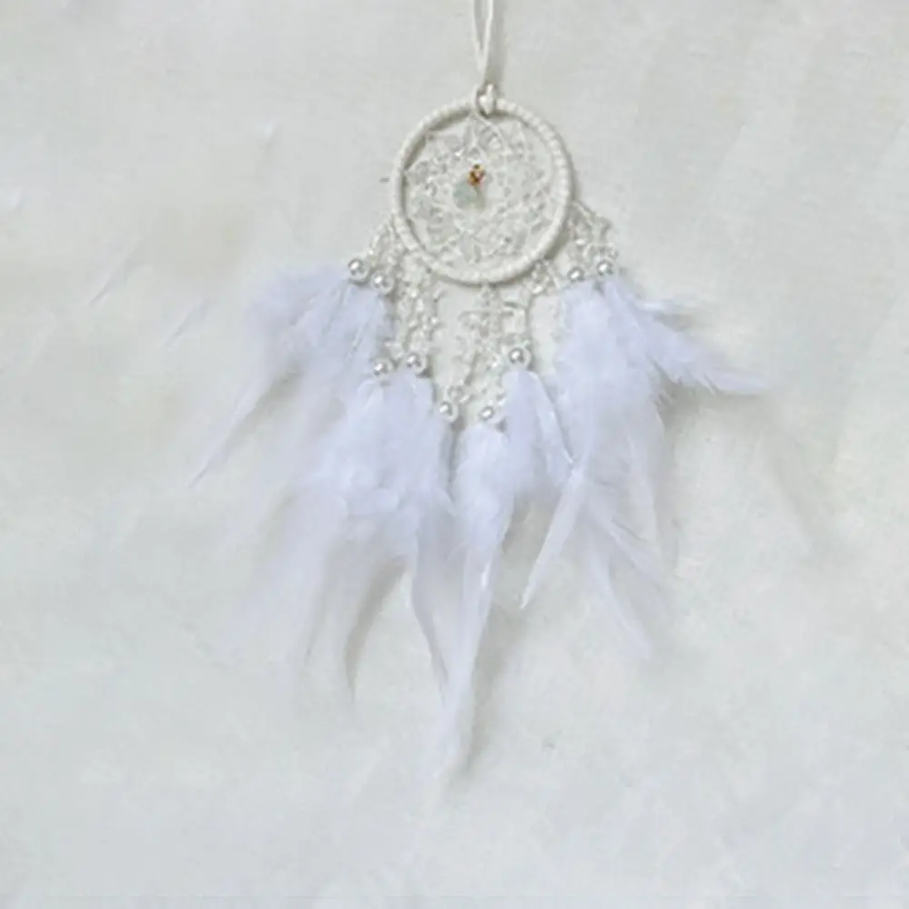 Hand Knitting Dream Catching Wind Chimes Decoration Delicate Tassel Catching Pendant Car Pendant Feathers and Iron Ring