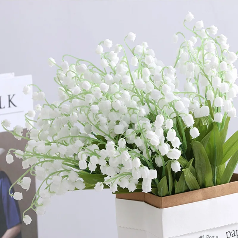 

36Pcs Lot Artificial Flowers Simulation Lily Of The Valley Wedding Bouquet For Living Room Table Ornament