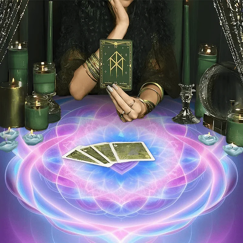 VIKAMA Mandala Tarot Table Cloth Light Energy Healing Altar Cloth Heart Wheel Meditation Divination Mat