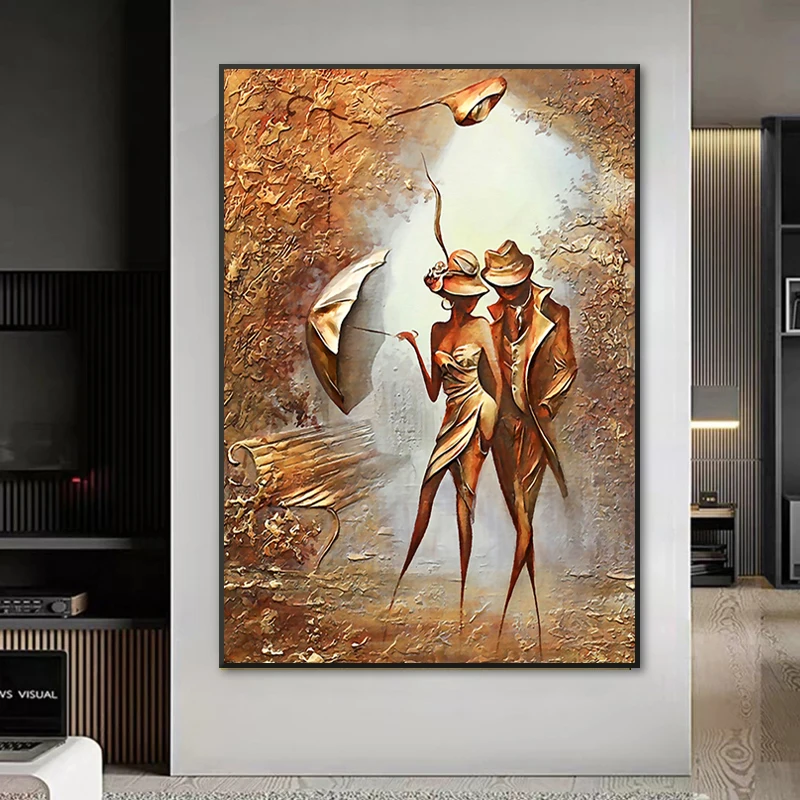 Wonderful Romantic Couple Wall Painting On Canvas Wall Art Pictures Abstract Lovers Posters and Prints Warm Home Art Decoration