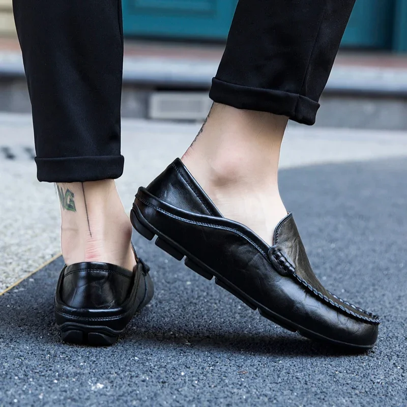 

Mens Loafers Moccasins Designer Slip on Boat High Quality Chaussure Homme Plus Size 37-47 Men Shoes Casual Genuine Leather