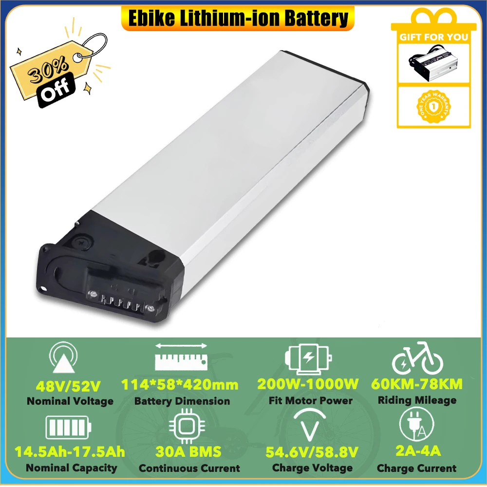 

Replacement 48V 17.5Ah 14.5Ah 20Ah Lithium-ion Battery Pack for RANDRIDE Fat Tire EBIKE YX20M Folding Electric Bikes