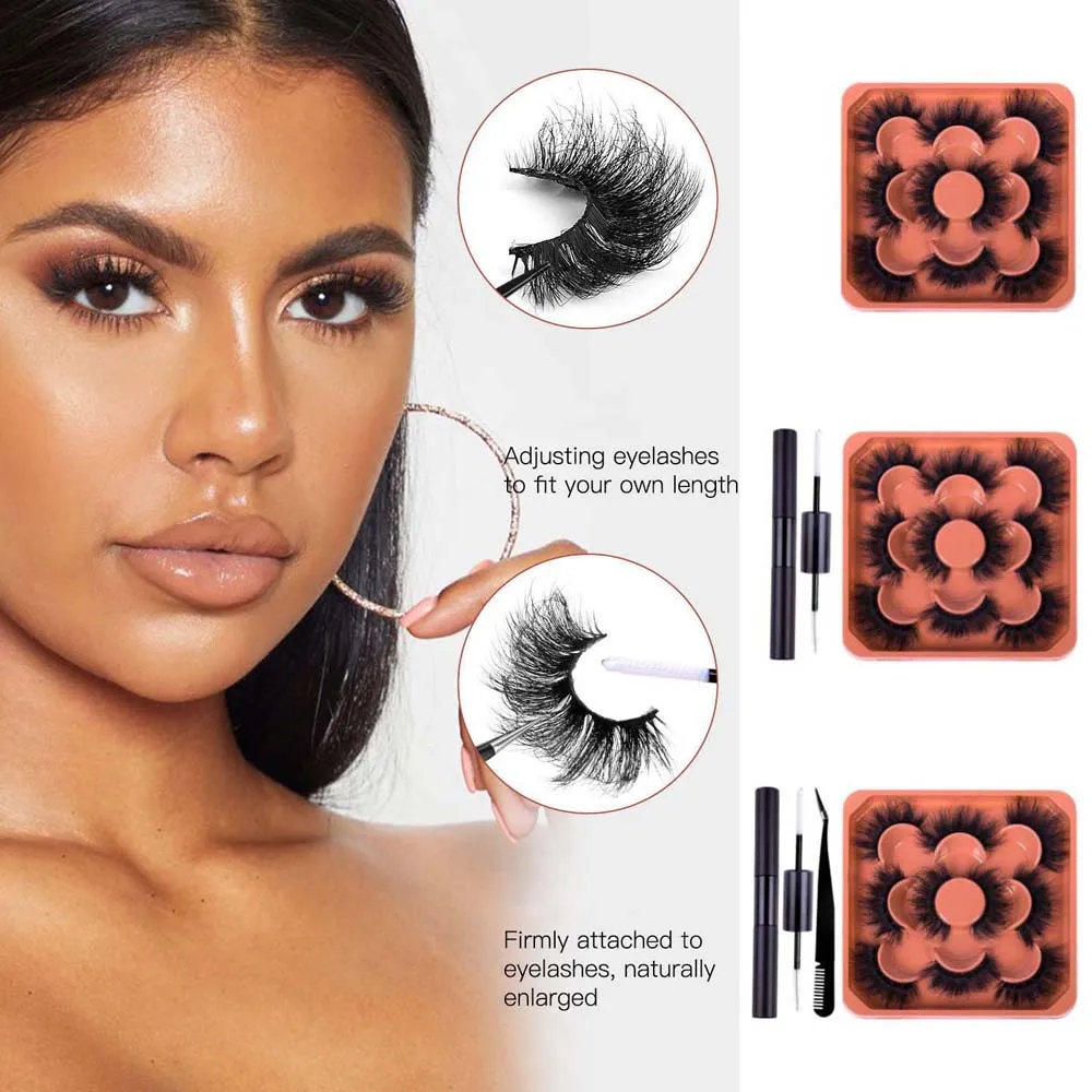 5 Pairs Stage Makeup Thick Curled Eyelashes Mink Lashes Grafting Simulated Fluffiness Fake Eyelashes Dramatic DIY