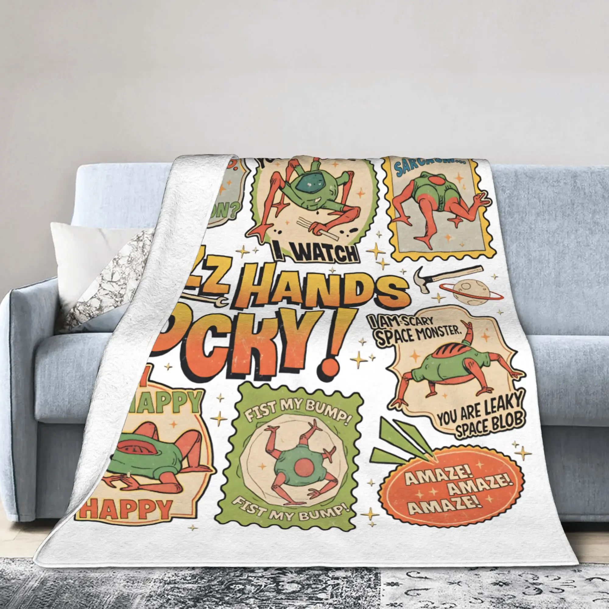 Project Hail Mary Eridani-Rocky Jazz Hands Knitted Blankets Sci-Fi Book Wool Throw Blanket Airplane Travel Quilt Ultra-Soft Warm