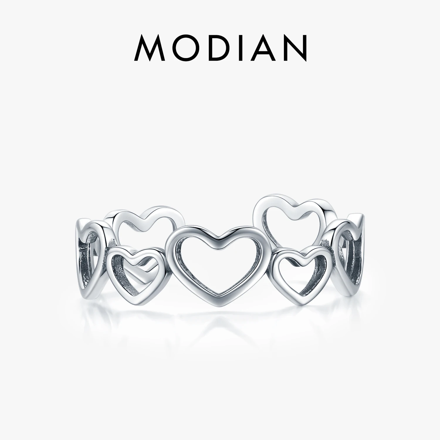 Modian Authentic 925 Sterling Silver Irregular Heart To Heart Ajustable Finger Rings Fashion Simple Fine Jewelry For Women Gift