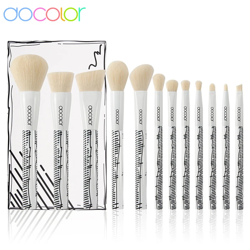 Docolor 12pcs Makeup Brushes Set Foundation Powder Blush Eye Shadow Lip Blending Make Up Brush Cosmetic Tool Kit Maquiagem