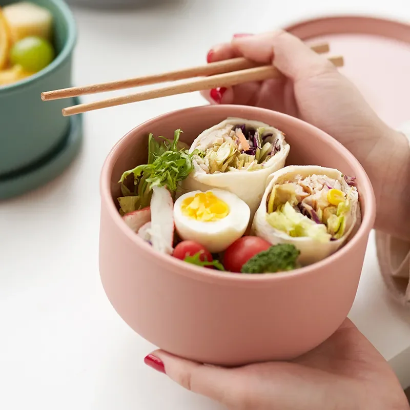 Circular Silicone Lunch Box 250ml/650ml, Large Capacity Microwave Heated Silicone Fresh-Keeping Box, Snack Salad Bento Box