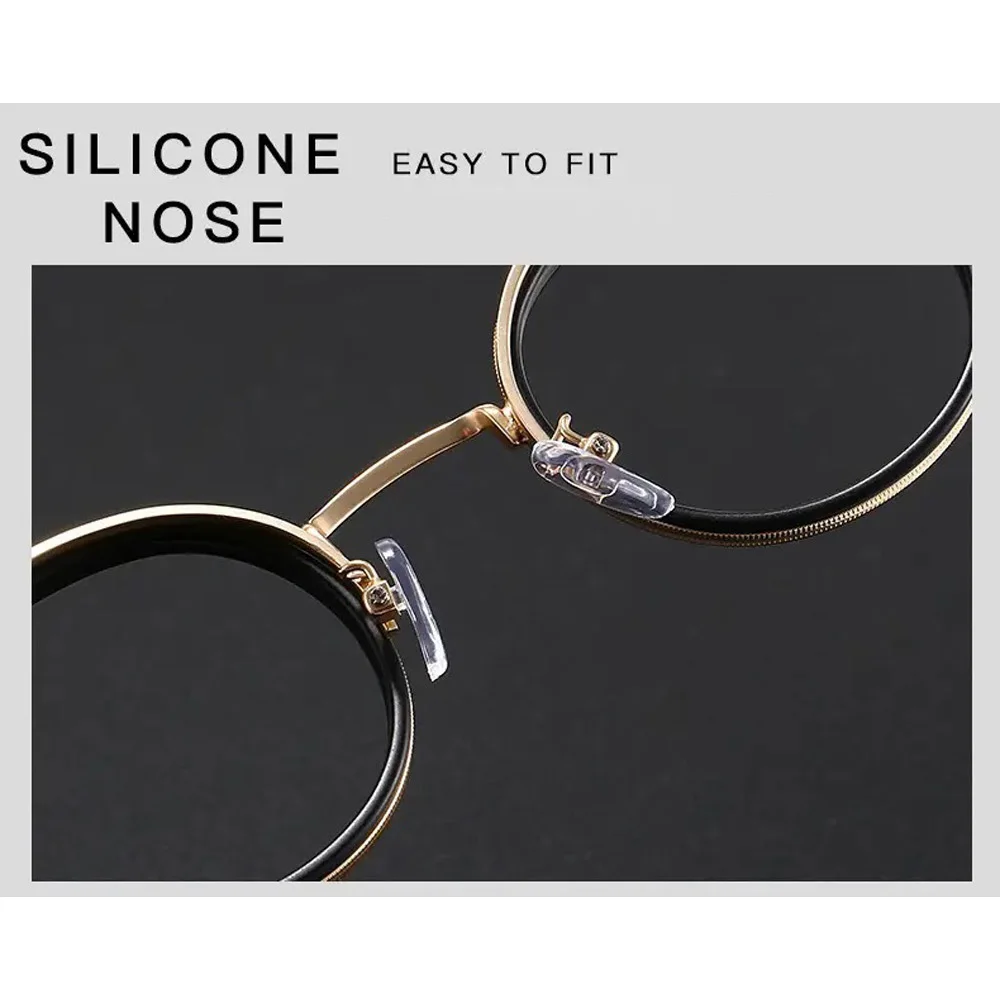 High Quality Retro Round Glasses Fashion Exquisite Anti-blue Light Flat Glasses UV protection Durable Eyeglasses Blackgold Color