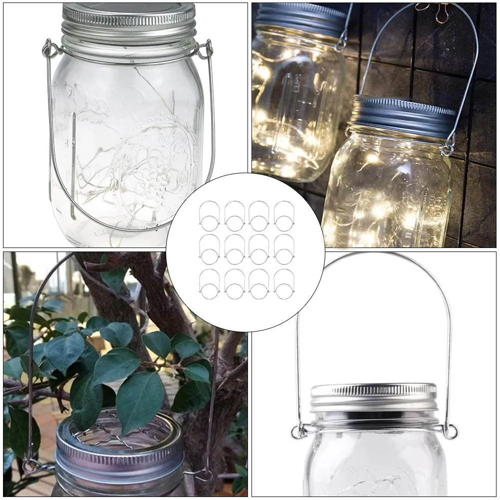 

12Pcs Solar Mason Jar Light Hangers Sturdy Outdoor Jar Lamp Holders Hanging Bottle Hooks for Garden Yard Lawn Balcony Lighting
