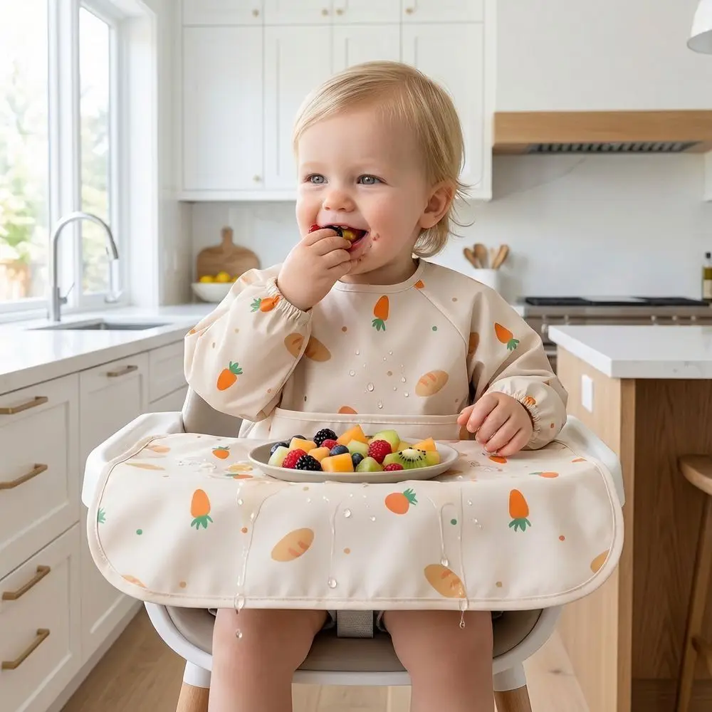 

Waterproof Toddler Long Sleeve Apron Adjustable Easy Clean Child Feeding Bib Polyester Soft Baby Rice Pocket Smock Girl