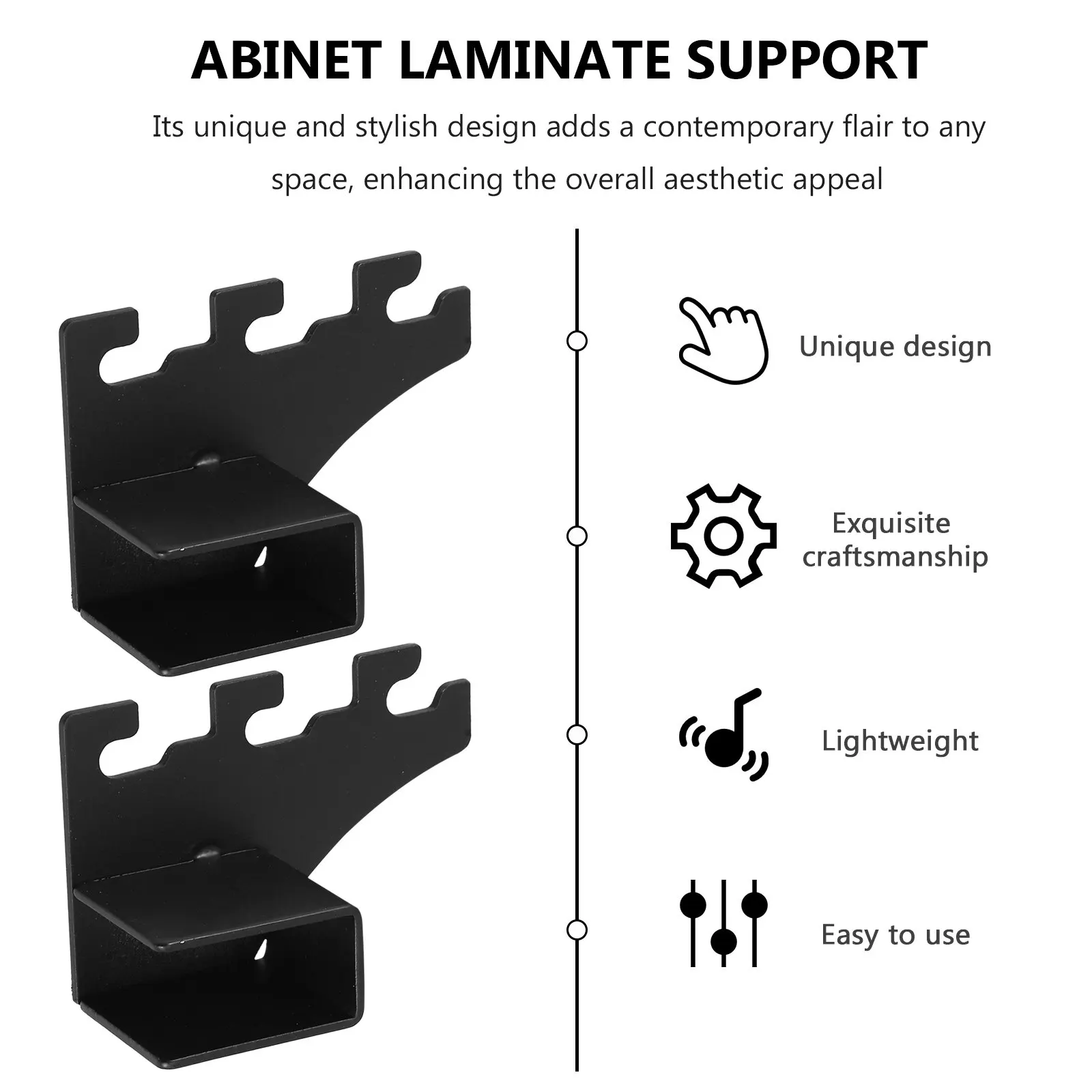 2Pcs Stainless Steel Shelf Brackets Black Left Right Adjustable Clips for Cabinet Kitchen Bookcase Shelf Support Self-Locking