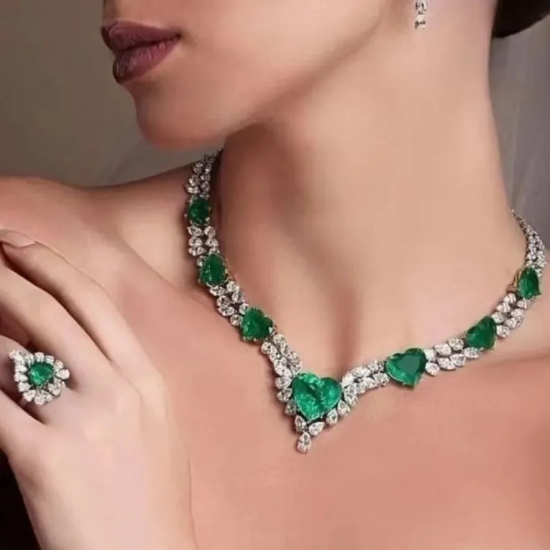 

Элитный, простой и роскошный комплект украшений: свадебное колье с цирконами, серьги, сказочный набор, аксессуары для свадебного платья, вечерние украшения.