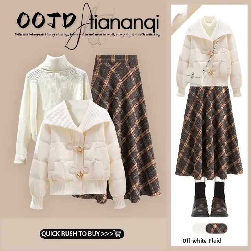 

Женский вязаный хлопковый комплект: юбка с высокой талией и футболка. Уютный, теплый, комфортный, модный.