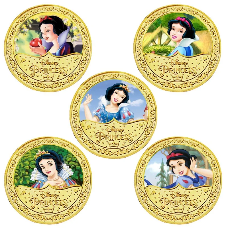 Disney Snow White Commemorative Coin Metal Coin Cartoon Movie Character Lucky Coin Collection Coins Children Gift