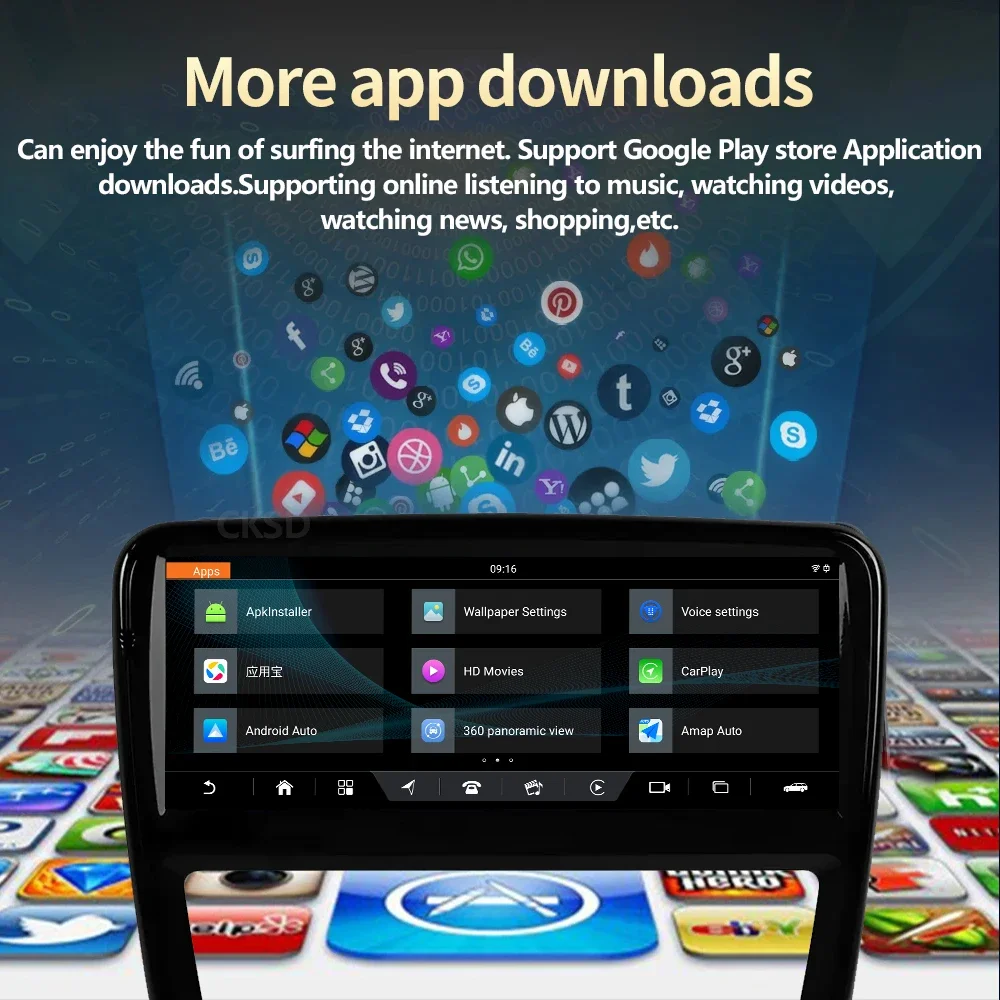 CKSD 10.25 "أندرويد 13 واي فاي لـ XJL 2013-2015 Borsch X351 نظام شاشة تعمل باللمس نظام تحديد المواقع راديو السيارة السيارات بلوتوث