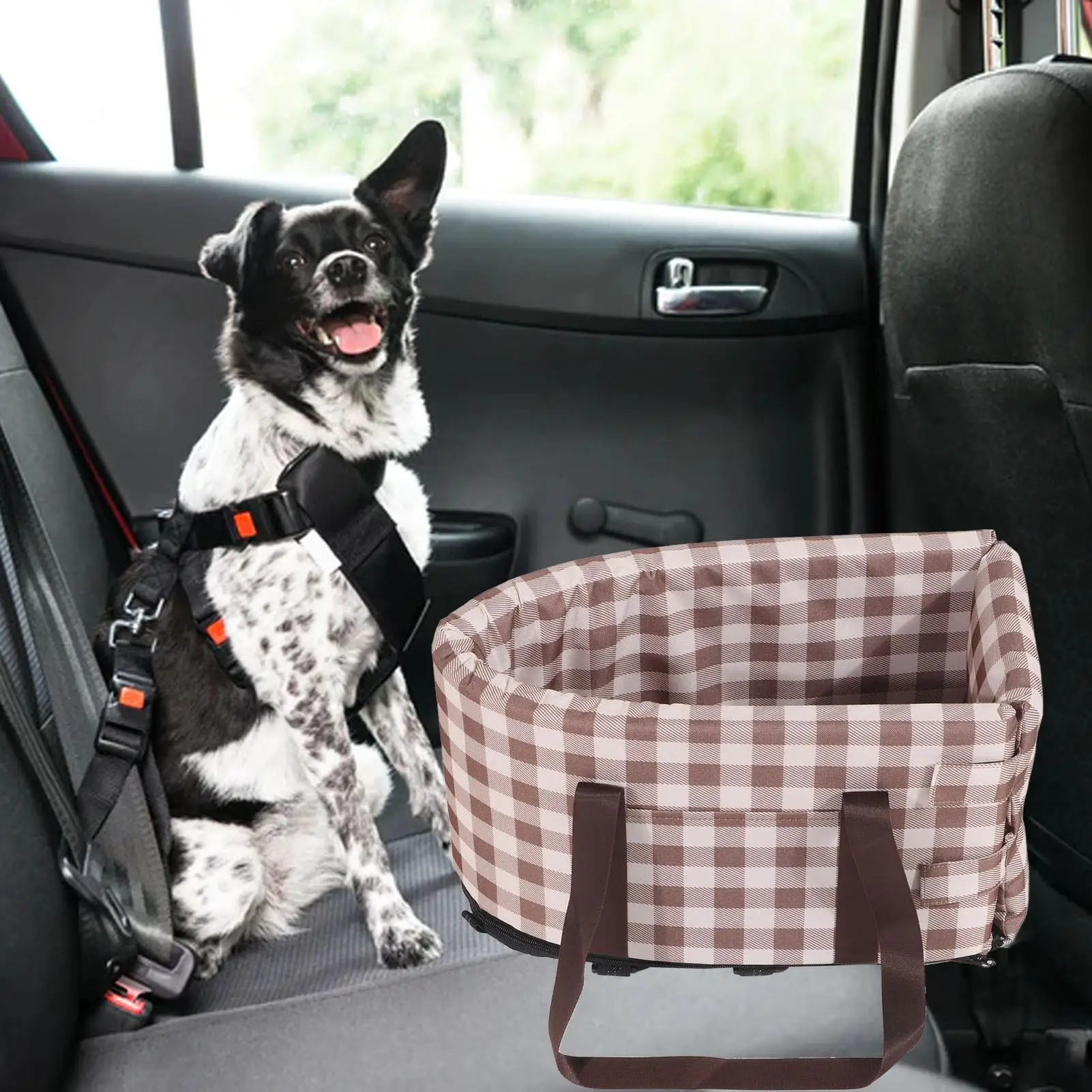 Pet Car Seat Cover with Soft Cushion - Wide Angle PP Cotton Padding for Dogs, Ideal for outdoor Travel