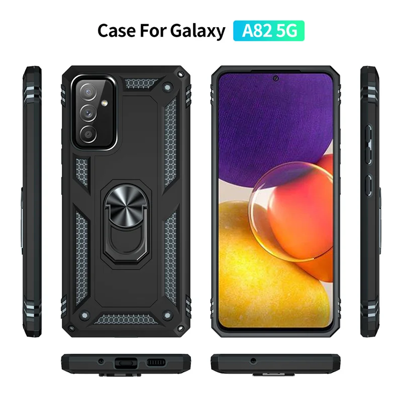 Funda Case For Samsung Galaxy A82 5G Shockproof Armor Hard Car Magnetic Finger Ring Stand Back Cover For Galaxy A82 Phone Coque