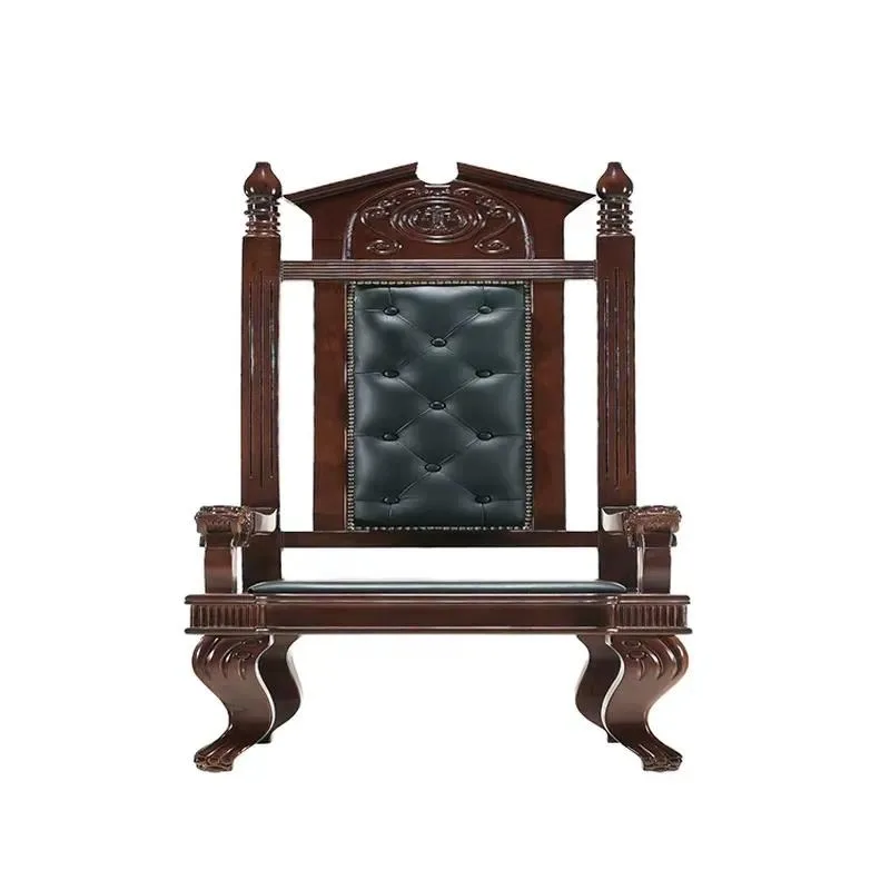 Medieval Design Leather Solid Wood Judge Chair Heavy Duty