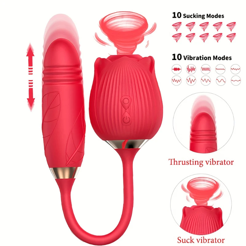 Rose Clitoris Suction Vibrator Egg for Women Stimul Nipple Vagina Sucker With Dildo Masturbators Rousing Sex Toys for Adults 18