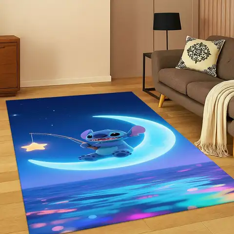 Lilo & Stitch Monster Cartoon Cute Child Carpet Rug for Playroom Living Room Bedroom Doormat Decor,Non-slip Game Floor Mat Gif