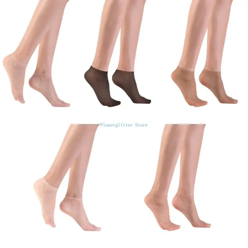 652b 5 أزواج من النساء فائقة الجوارب الكاحل رقيقة في الكاحل تنفس الأصفاد الحريرية غير الحريرية جوارب قارب قصير قطع #1