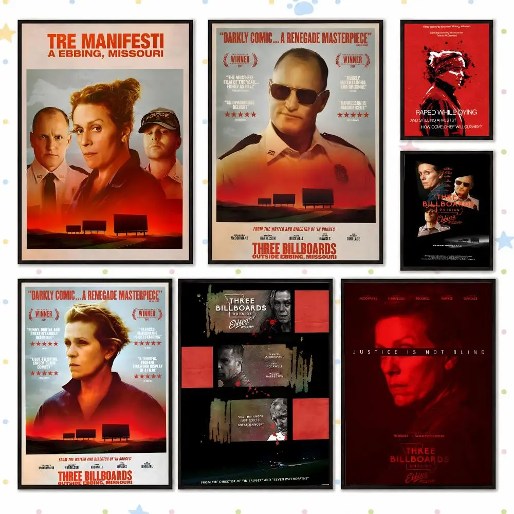 Three Billboards Poster HD Printed, Self-Adhesive, No Residue on Removal, Dorm & Bedroom Decor，gift