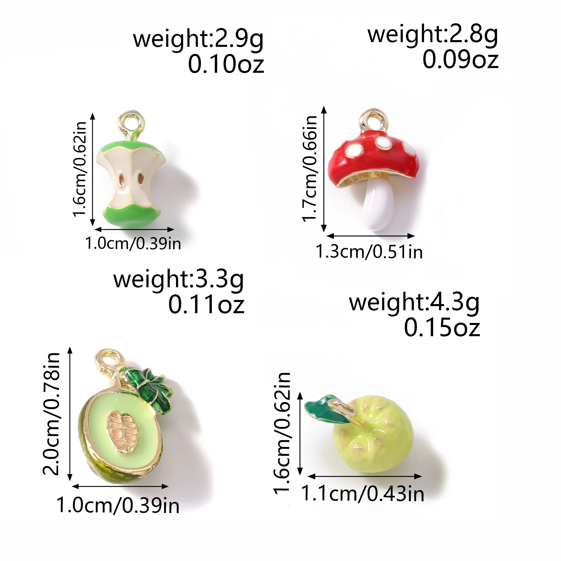 Tusember 5 Stück schöne Anhänger, Pilz-Pomelo-Cantaloupe-Apfel-Anhänger, Charm-Perlen für DIY-Schmuckherstellung mit Sterling-Markenarmbändern – Detail 6