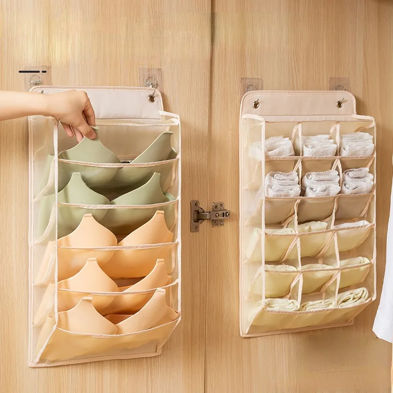 4Pcs Underwear Panty Storage Hanging Bag Wall Mounted Bra Storage Organizer Rack Home Closet Organizer Storage Bags