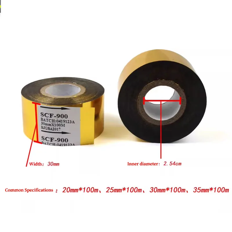 SCF-900 Gold Silver Thermal Printer Ribbon, Ink Heat Transfer Ribbon, Circular Gold and Silver Coding Ribbon