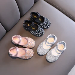 Girl's Princess Shoes Summer Glimmer Round Toe Party Dance Flat Shoe for Girls Spring Size 21-36 Infant Children Mary Janes