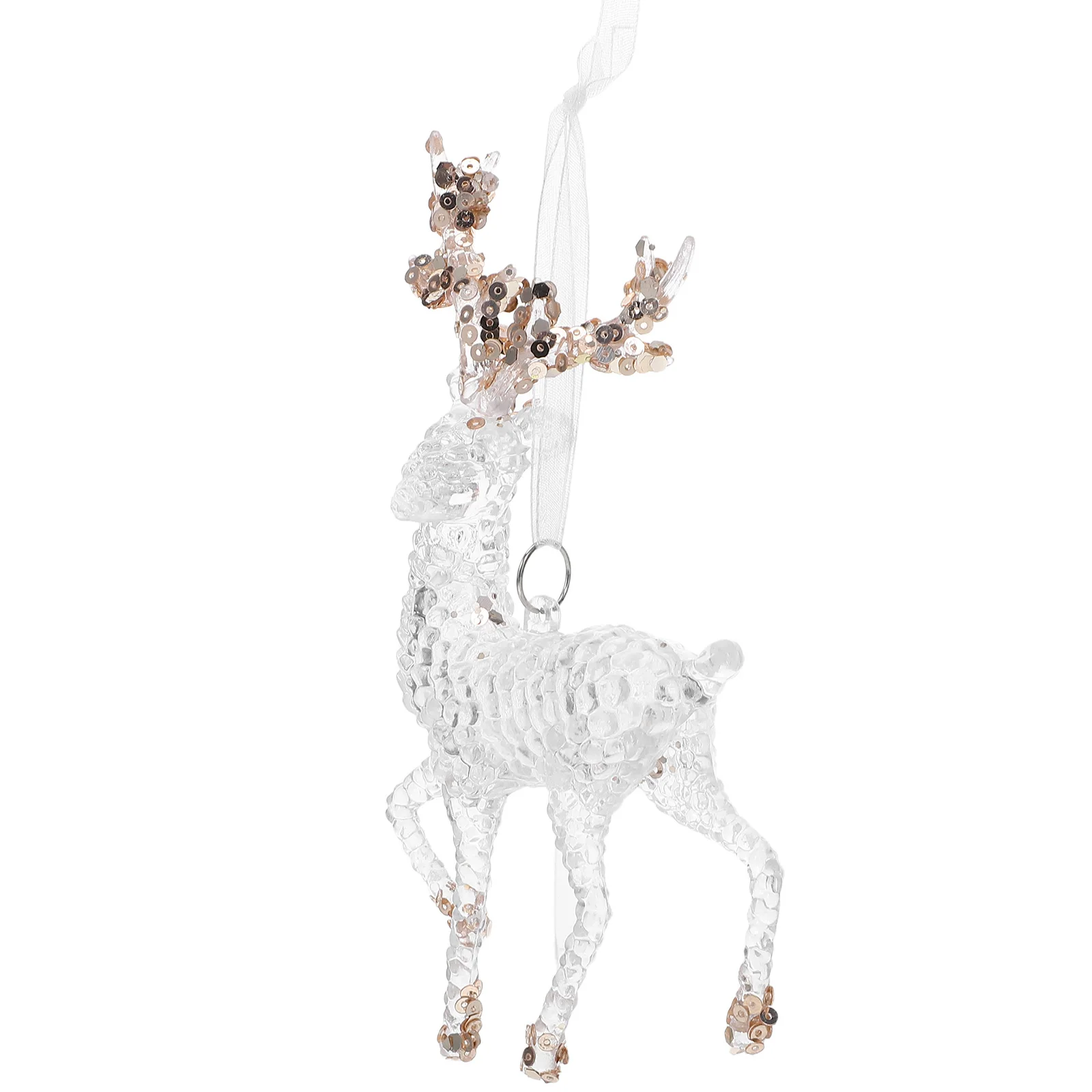 

Christmas Tree Decor: Clear Acrylic Reindeer Ornament Glittery Elk Hanging Pendant For Xmas Holiday Party Home Fireplace Mantel